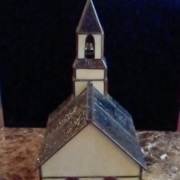 Vintage Tiffany Style Stained Glass Light Up Church - Picture 8 of 14